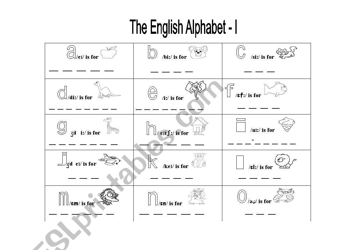 The English Alphabet - I worksheet