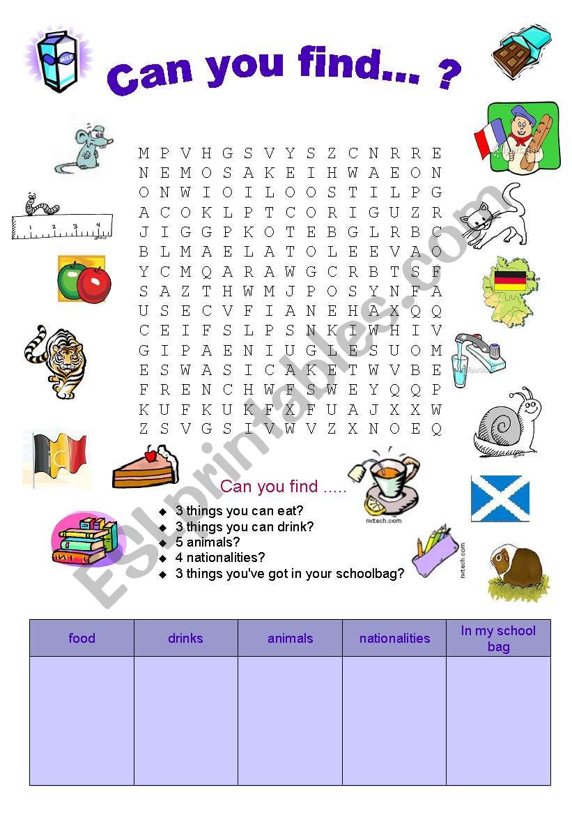 WORDSEARCH : Can you find....?