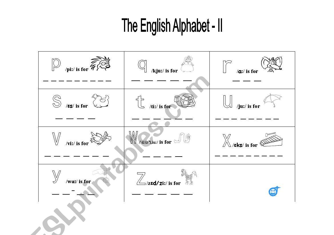 The English Alphabet - II worksheet
