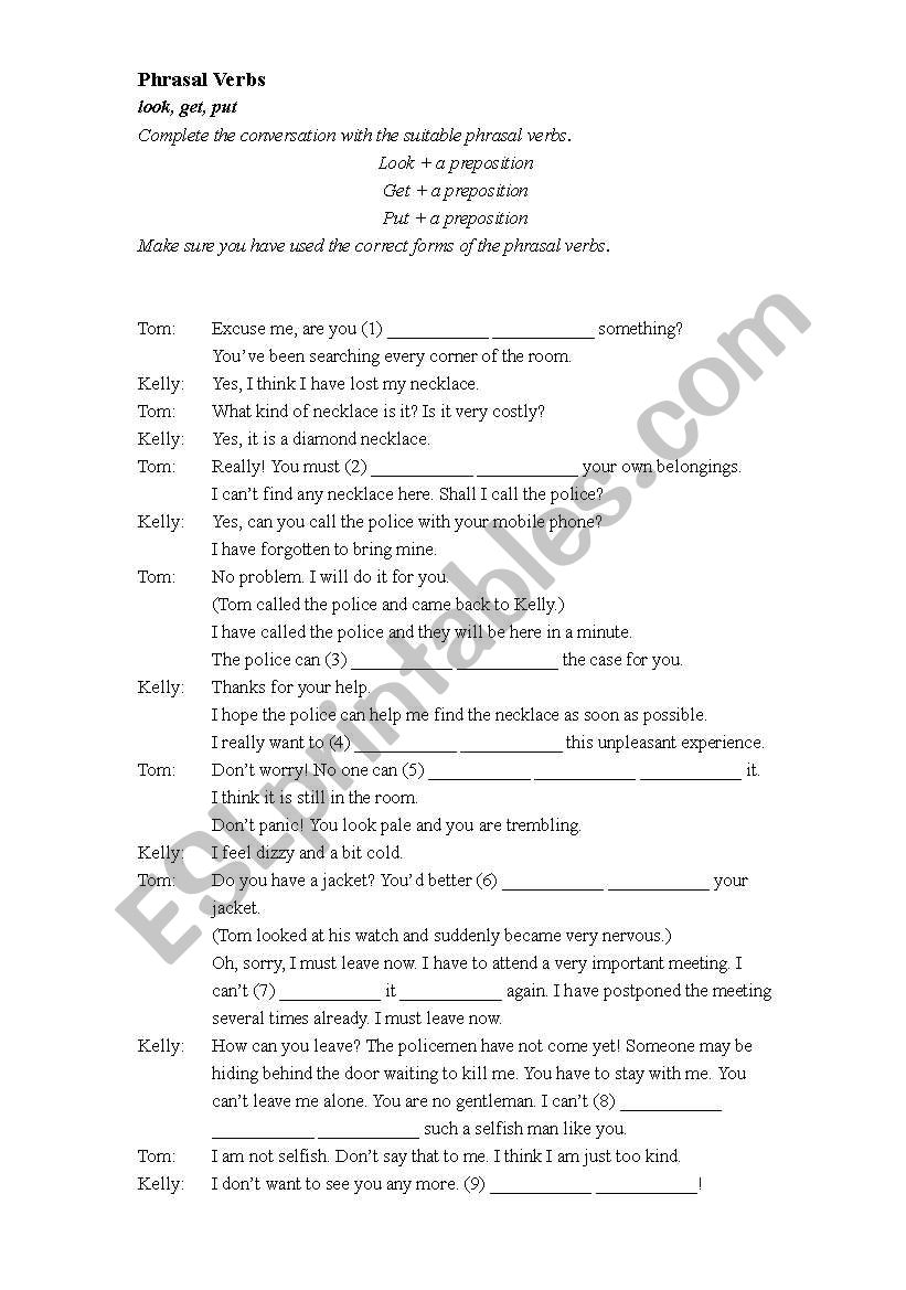 Phrasal Verbs (Part 1) worksheet