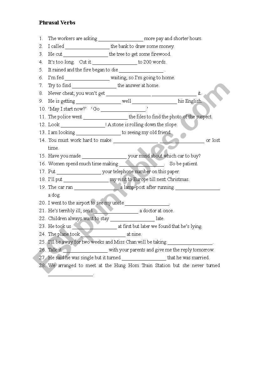 Phrasal Verbs (Part 2) worksheet