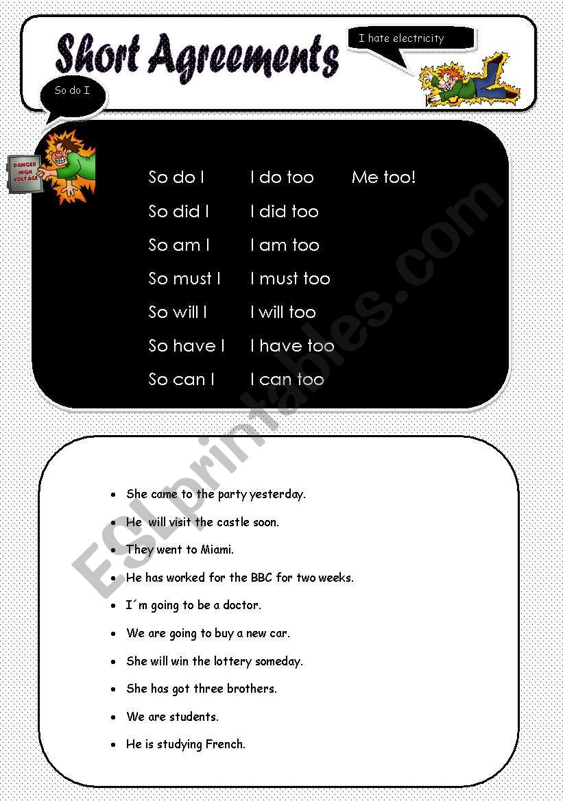 Short Agreements Worksheet Part 1/2