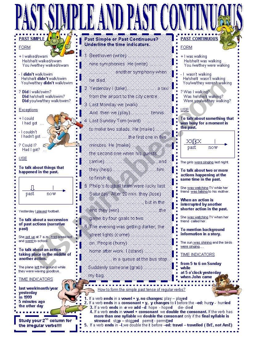 The Past Simple and Past Continuous Tense