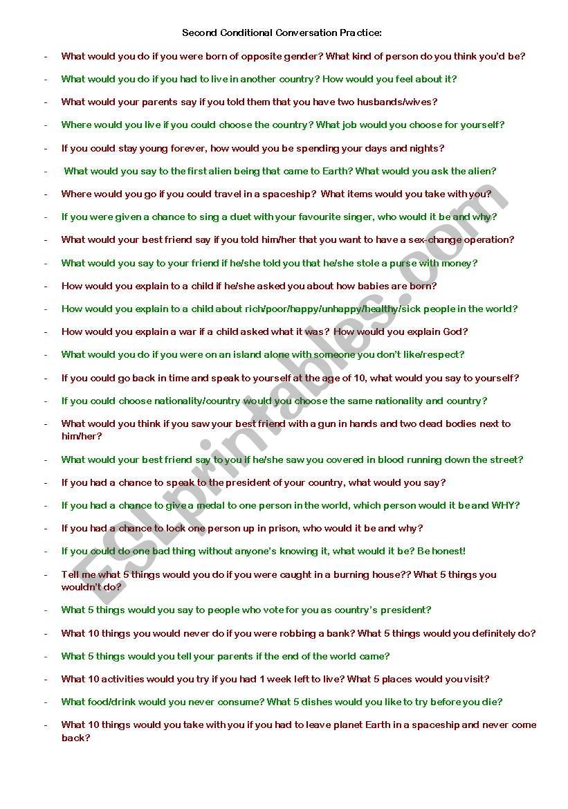 Second Conditional Conversation Questions