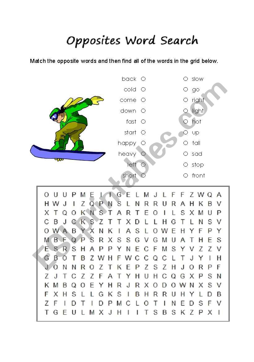 Opposites worksheet