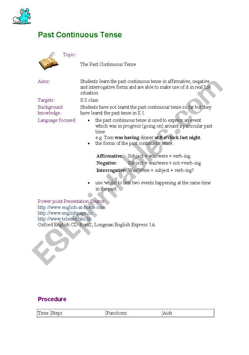 past continuous tense worksheet