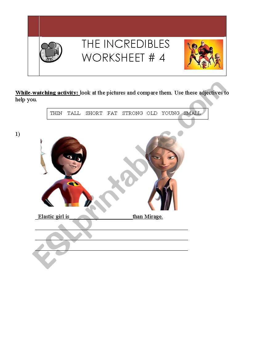 the incredibles worksheet 4 worksheet