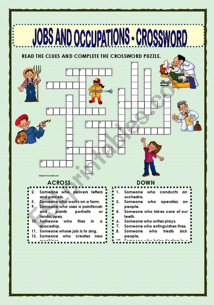 JOBS AND OCCUPATIONS - CROSSWORD