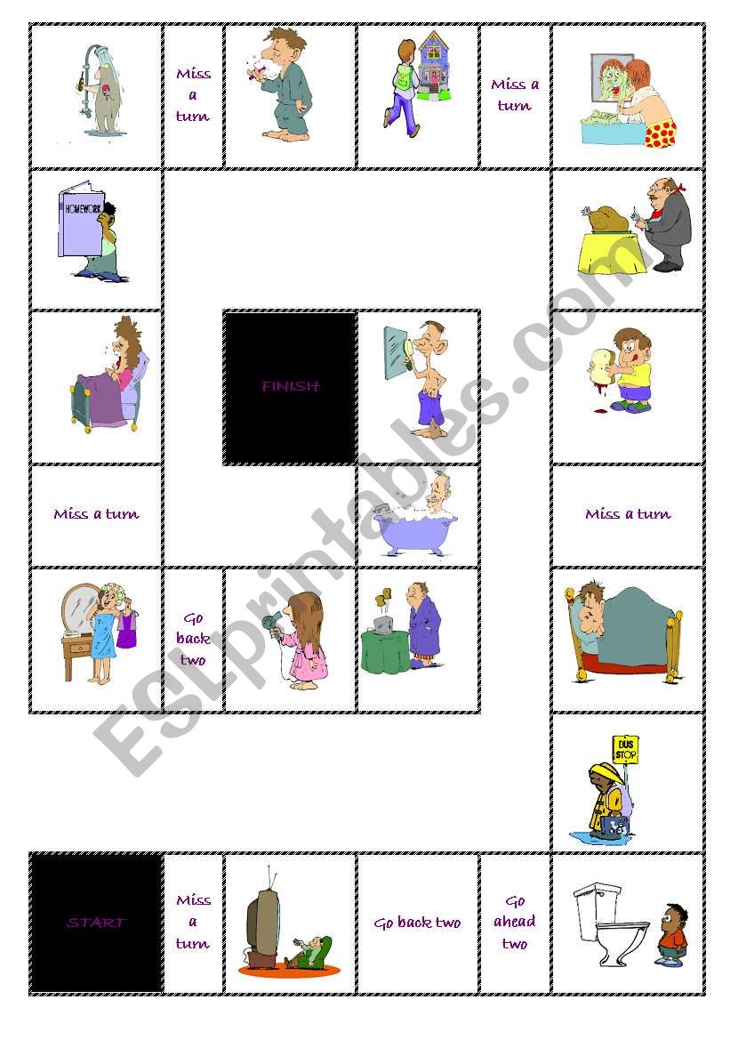 Daily Routines Board Game - ESL worksheet by Alenka