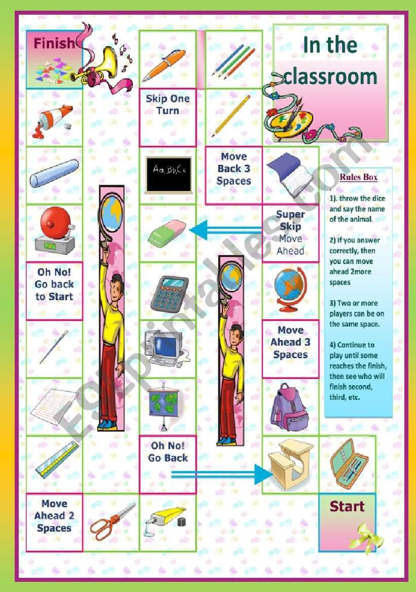 In the classroom - game worksheet
