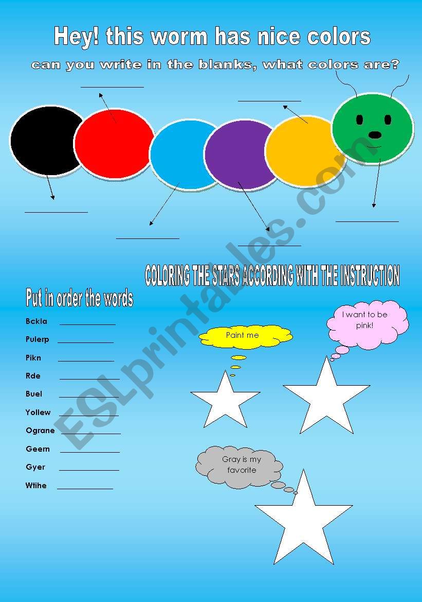 Learning colours worksheet