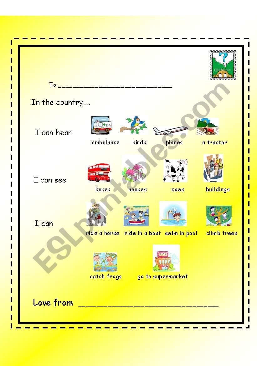 IN THE COUNTRY worksheet