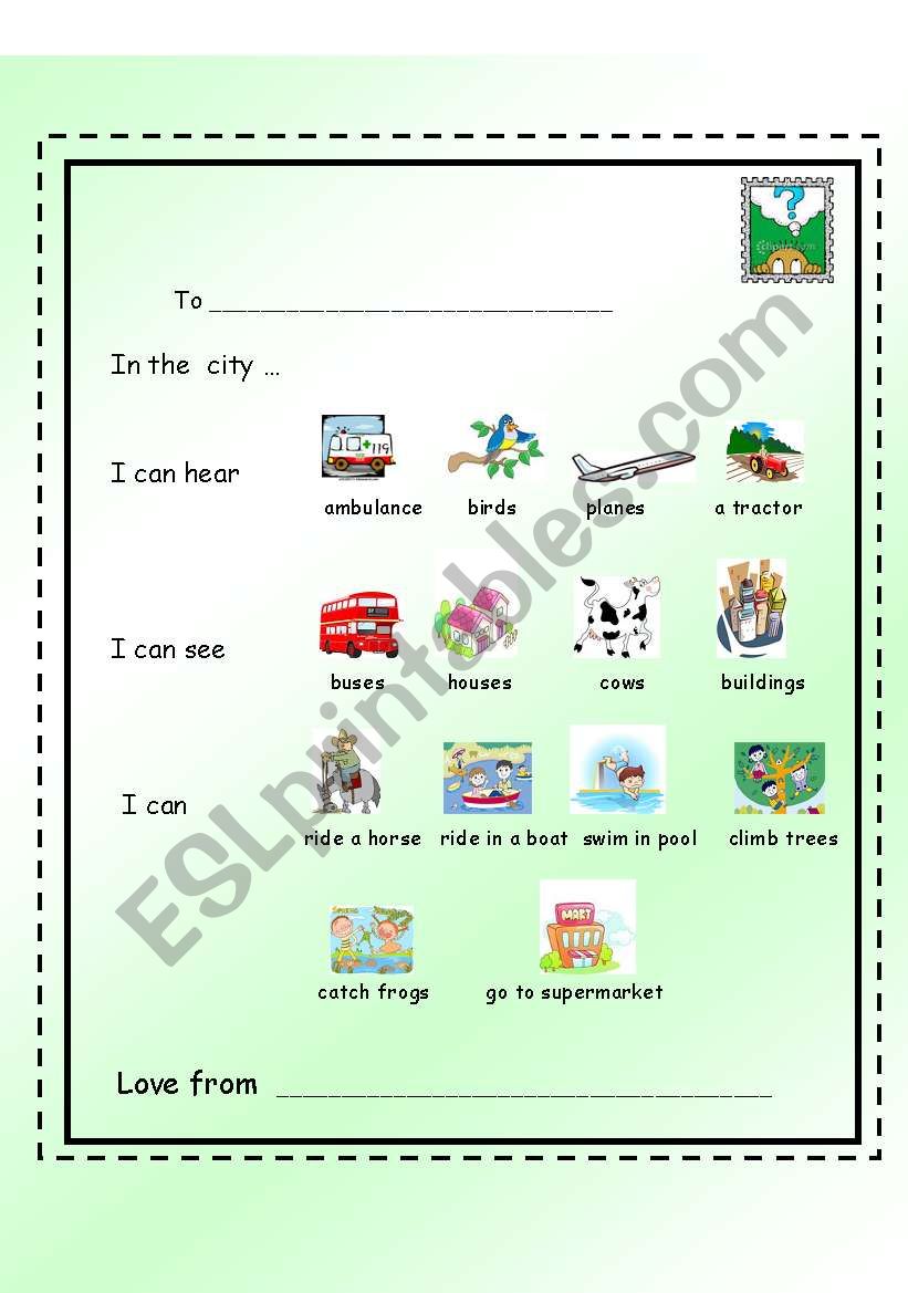 IN THE CITY worksheet