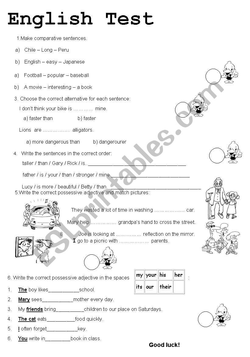 English text 5 worksheet