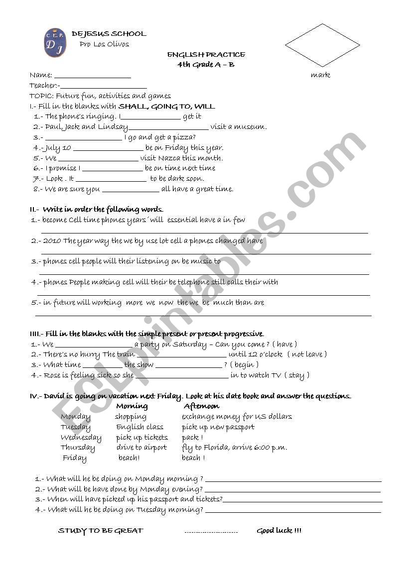 future worksheet