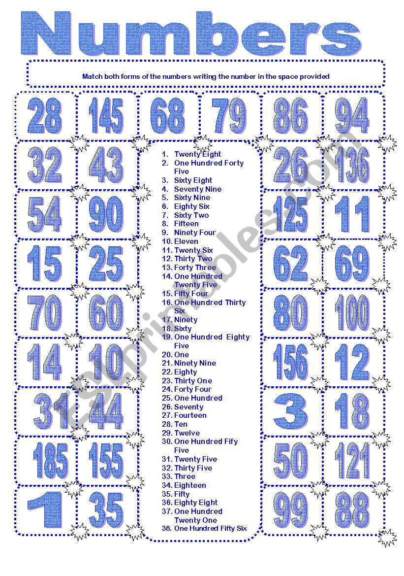 Numbers worksheet