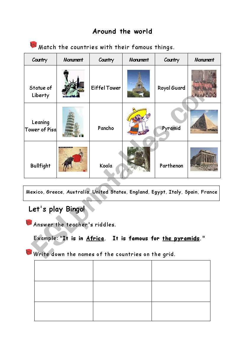 Around the World worksheet