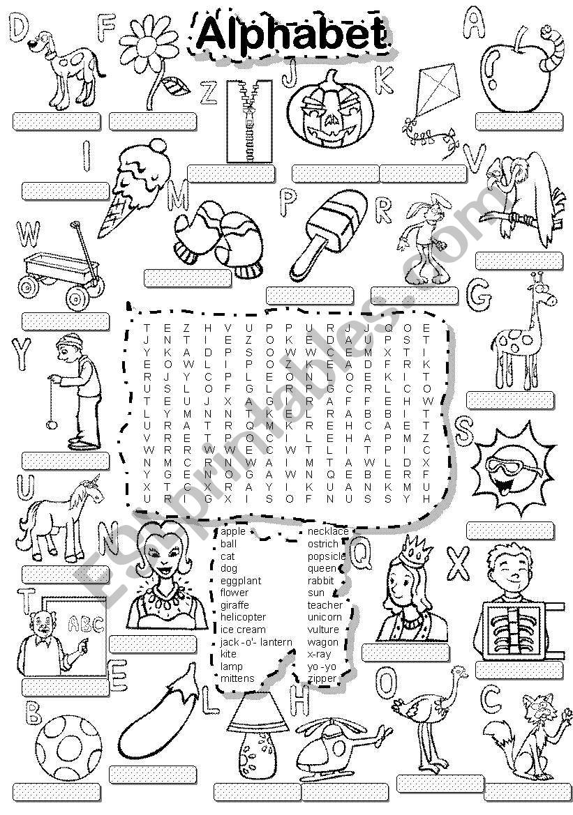 ALPHABET WORDSEARCH and LETTER TILES