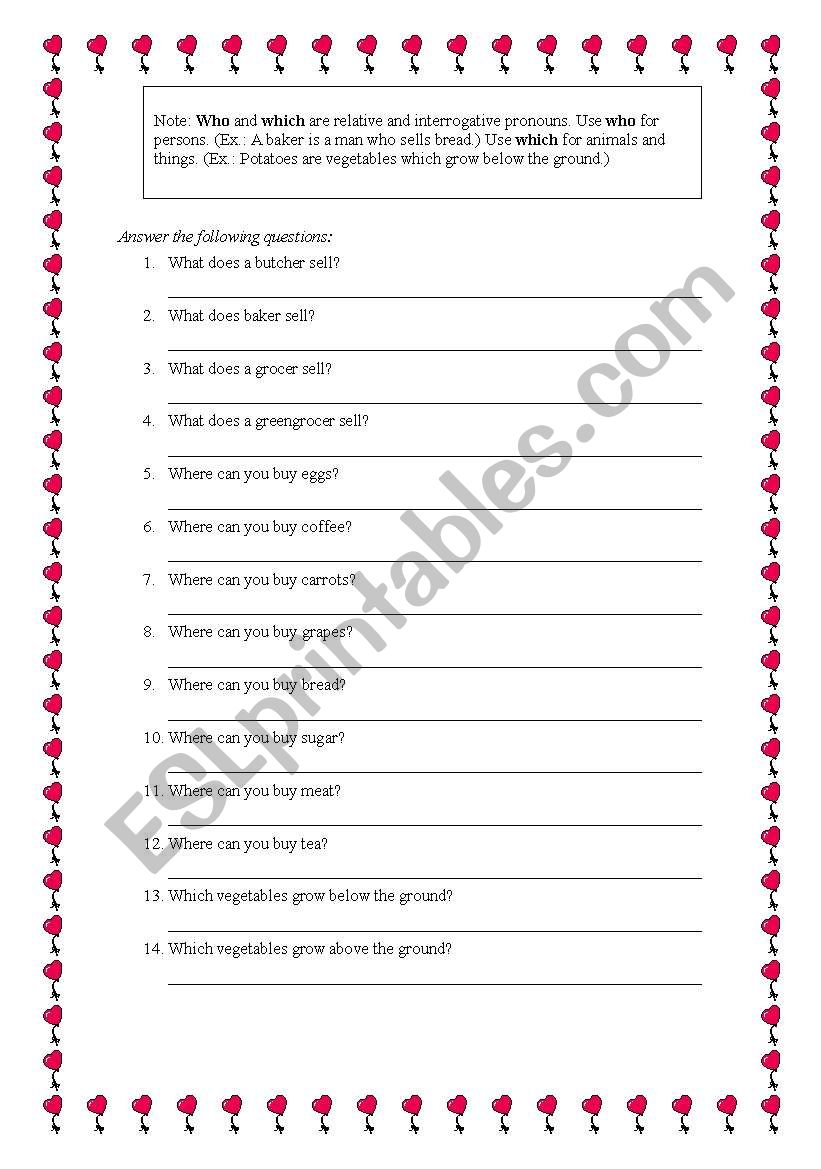 relative pronouns worksheet