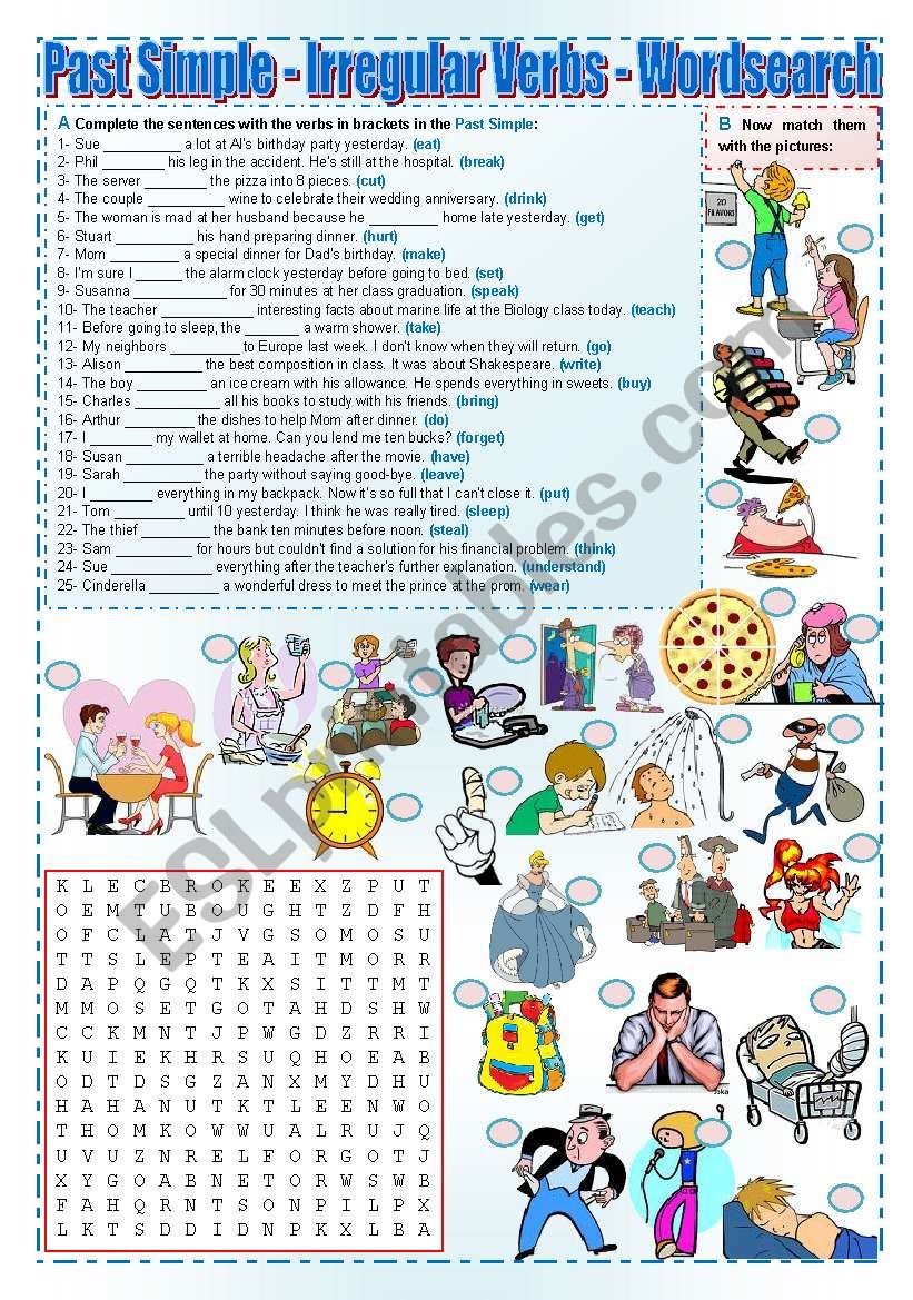 Past Simple - Irregular verbs (wordsearch)