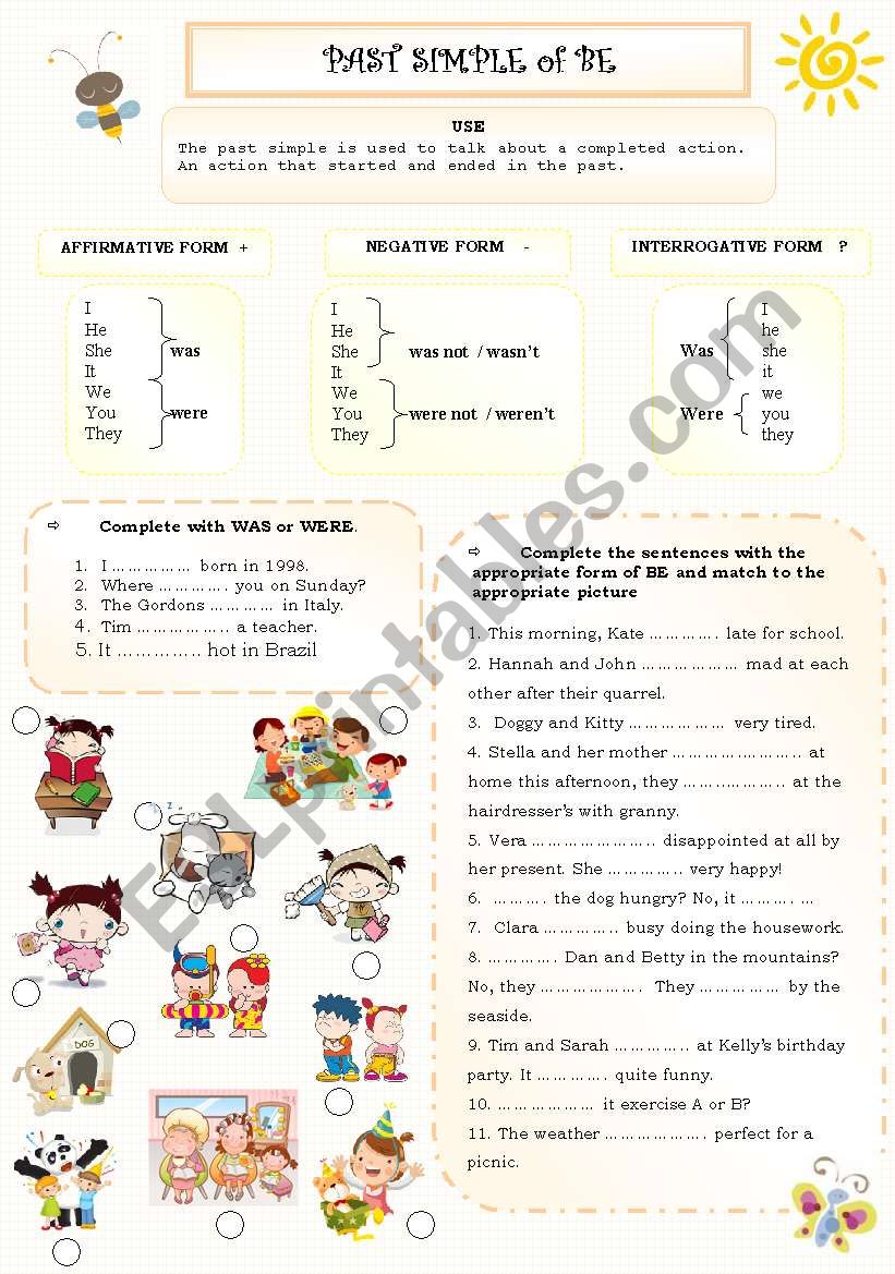 past simple of be worksheet