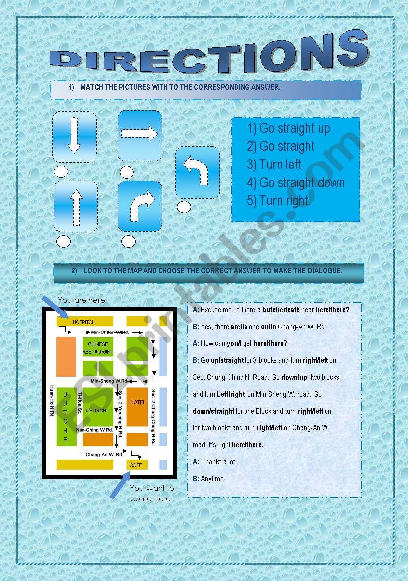 Directions worksheet