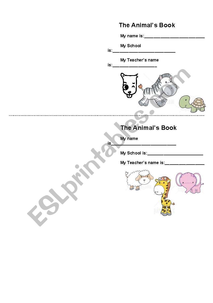 My Little Animals Book worksheet