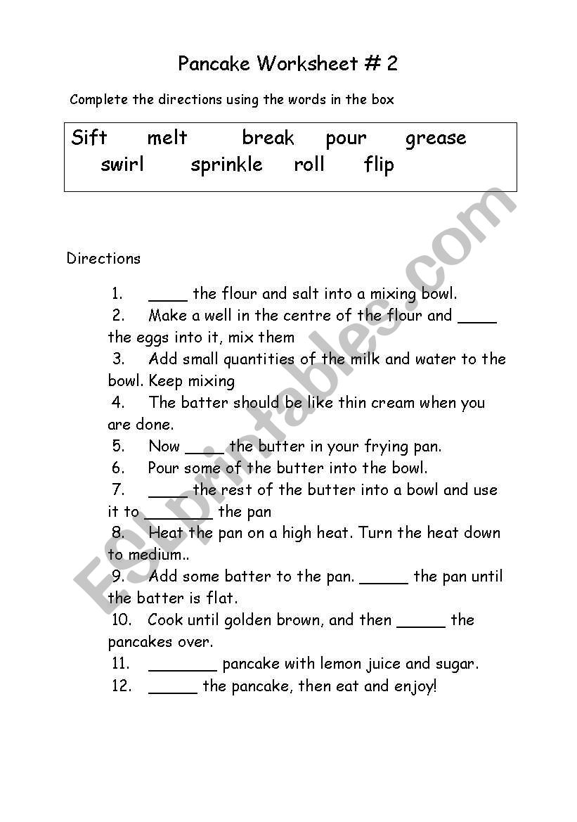 Recipe Worksheet worksheet