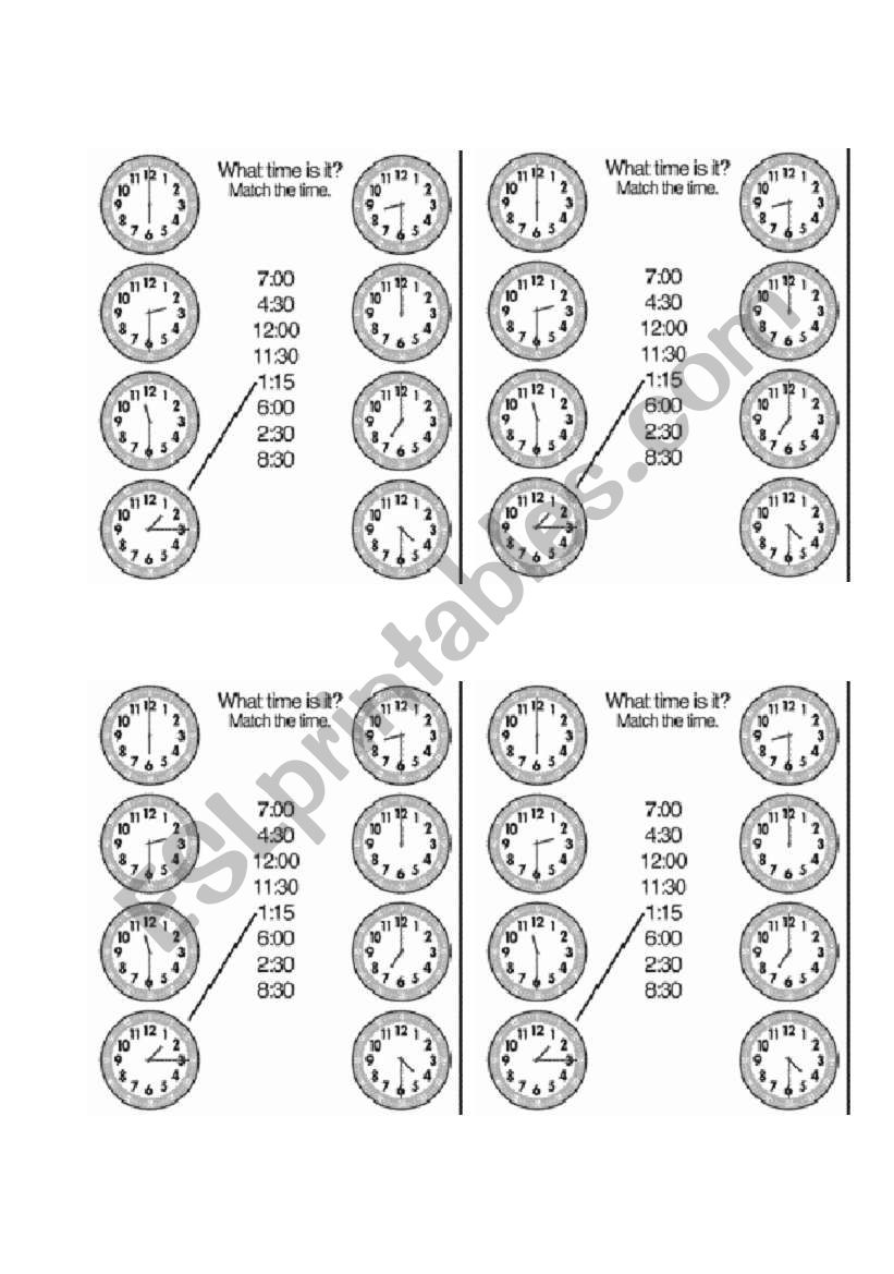Time Match worksheet