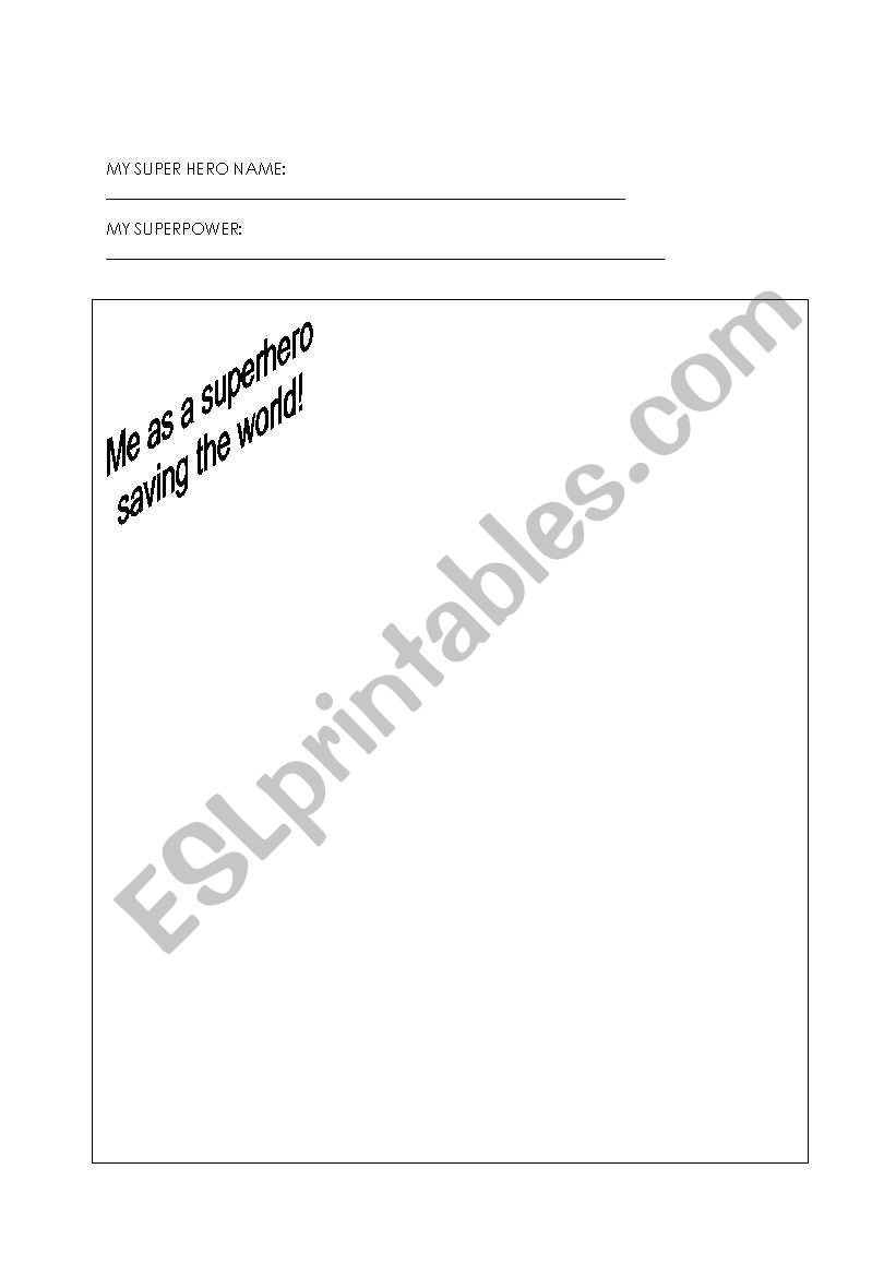 Superhero and Super Power worksheet