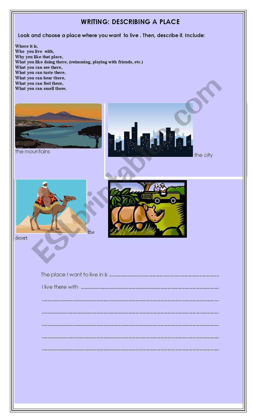 Describing a place... worksheet