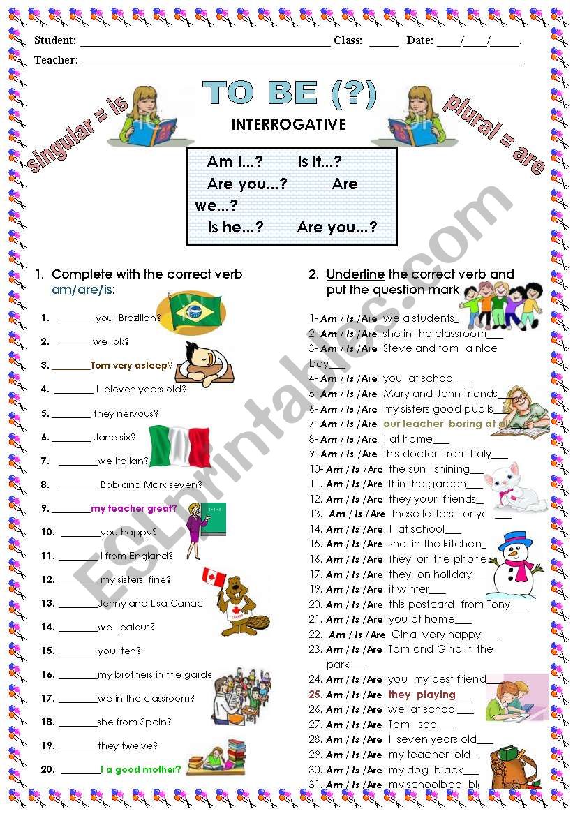 VERB TO BE (?) worksheet