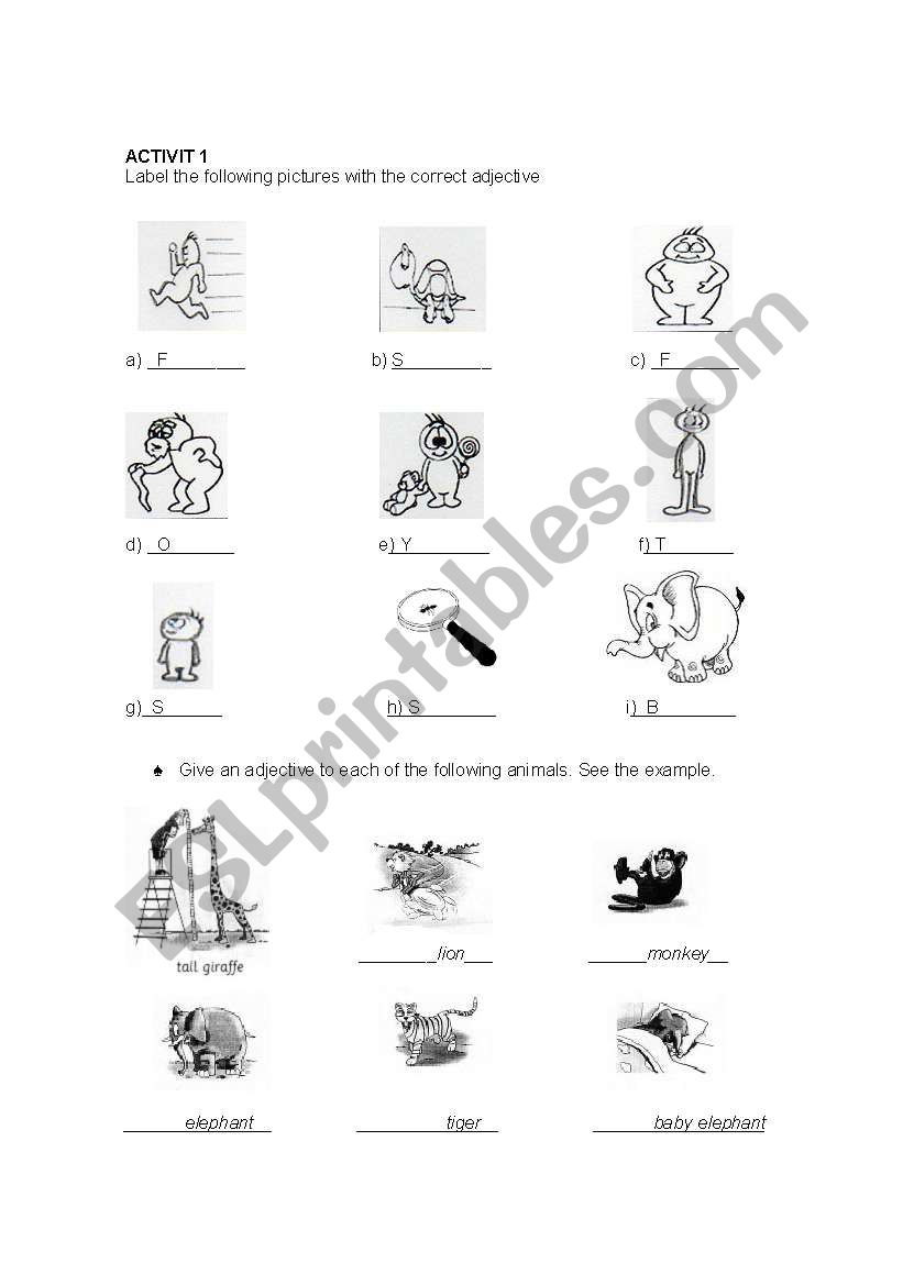 ADJECTIVES worksheet