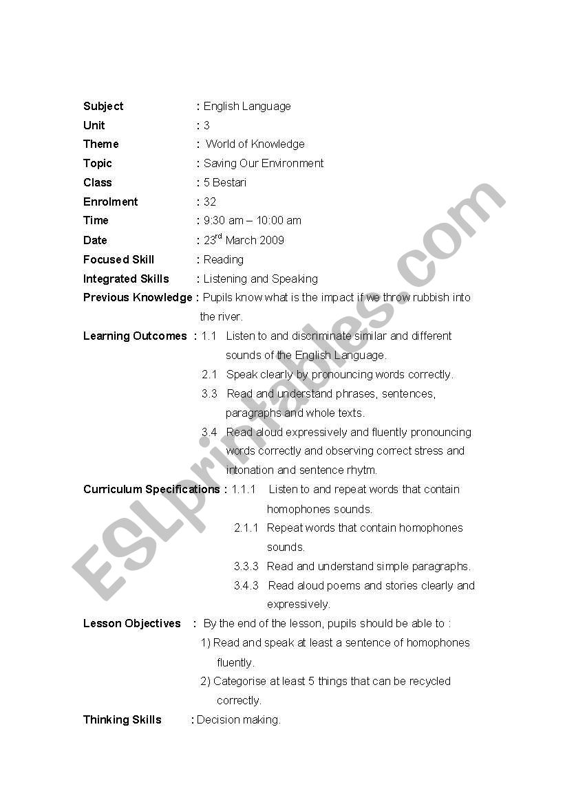 lesson plan worksheet