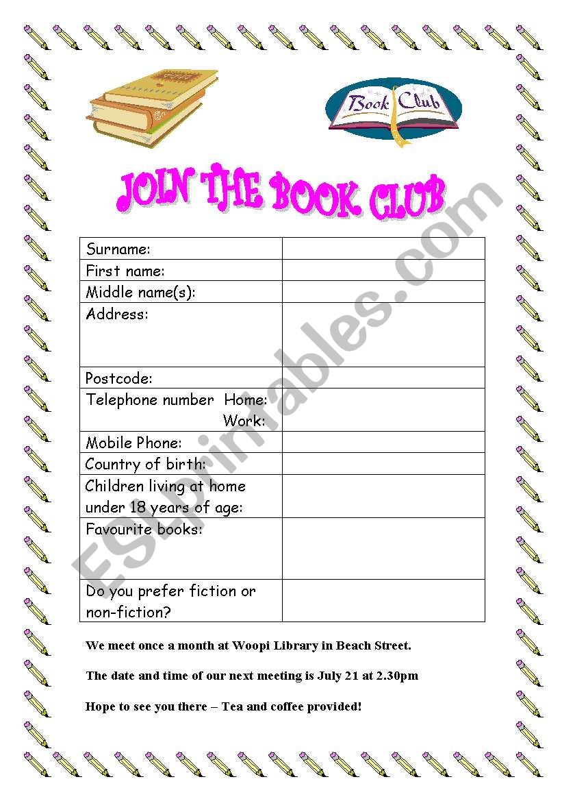 Form filling worksheet