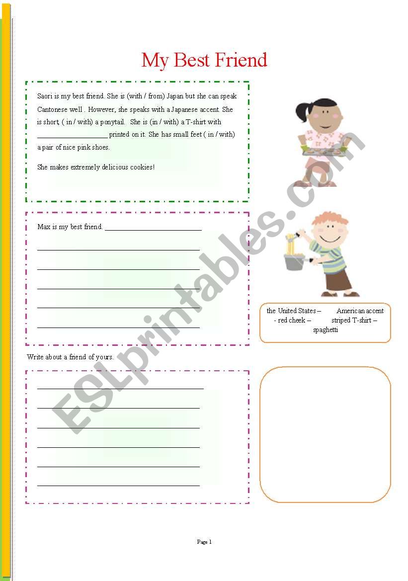 Writing - My best Friends worksheet