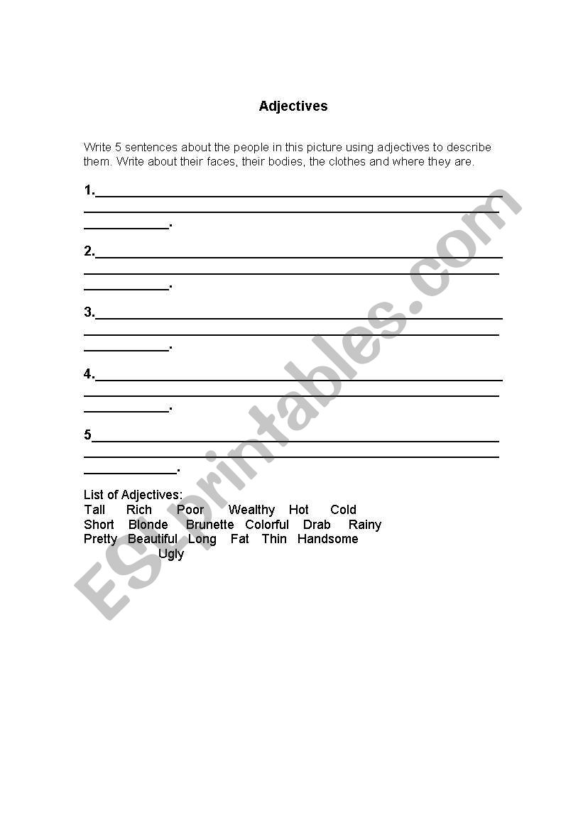 Adjectives worksheet