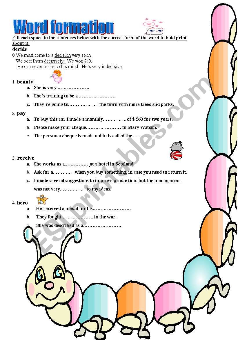 Word formation worksheet