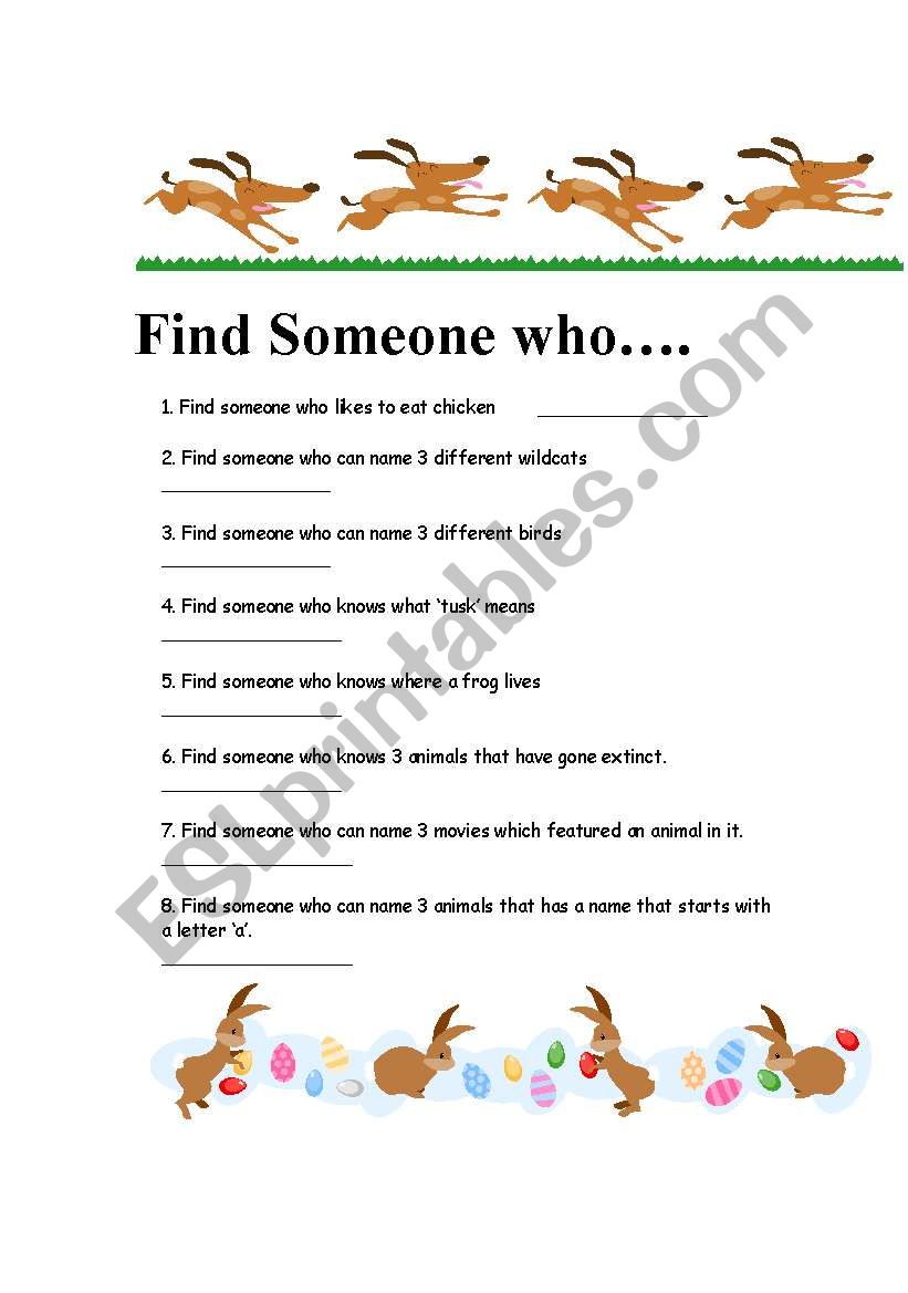  find a person worksheet