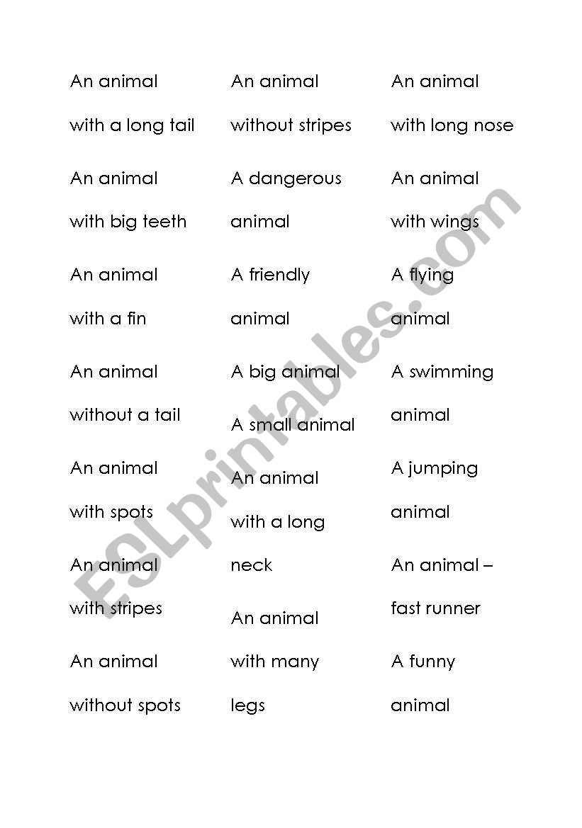 animal riddles worksheet