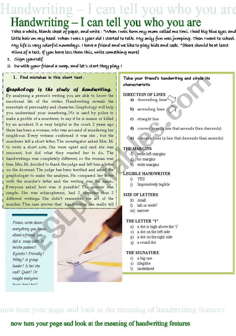 Handwriting - people´s character features Handwriting - people´s character features