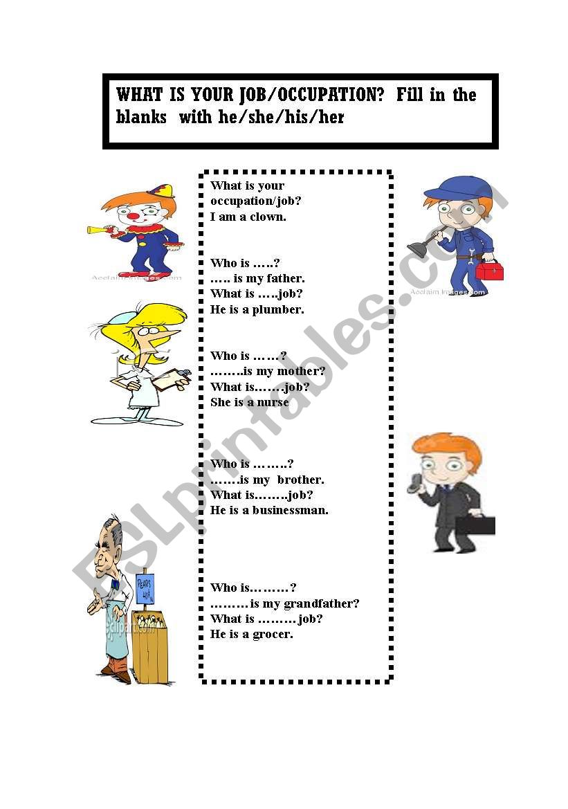 occupations worksheet