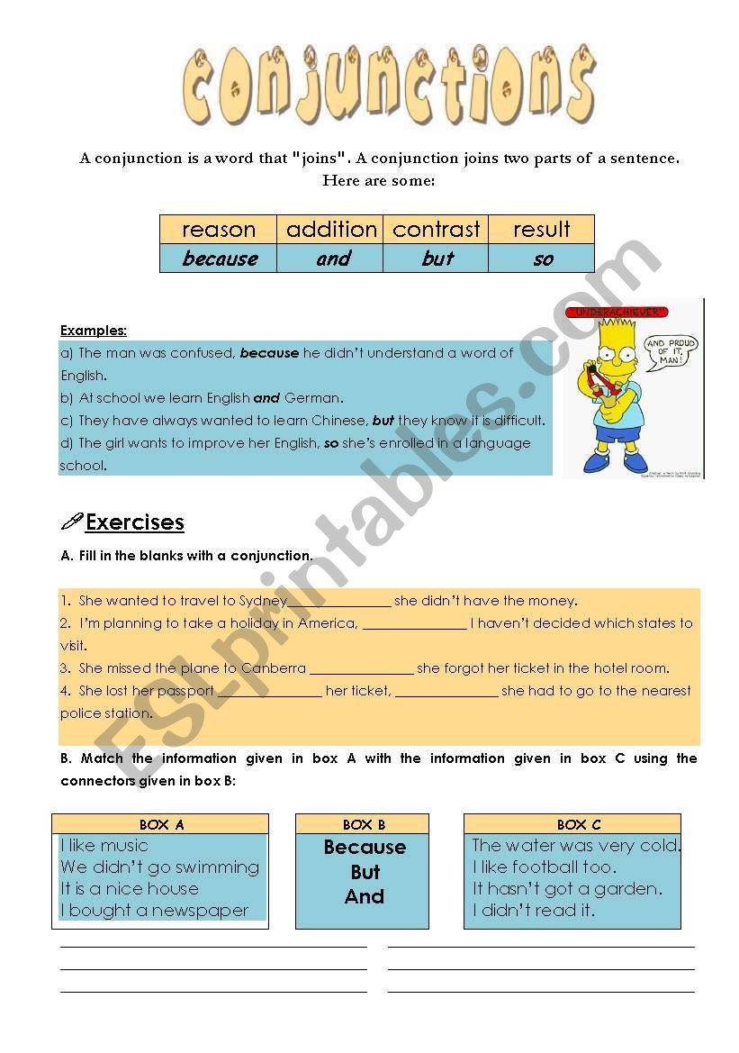 Conjunctions worksheet