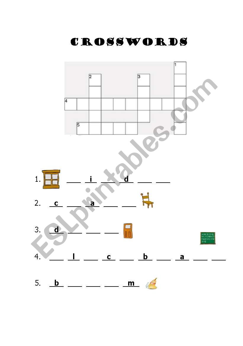 Classroom  Crossword worksheet