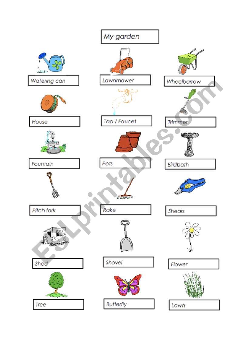 My garden Vocabulary worksheet