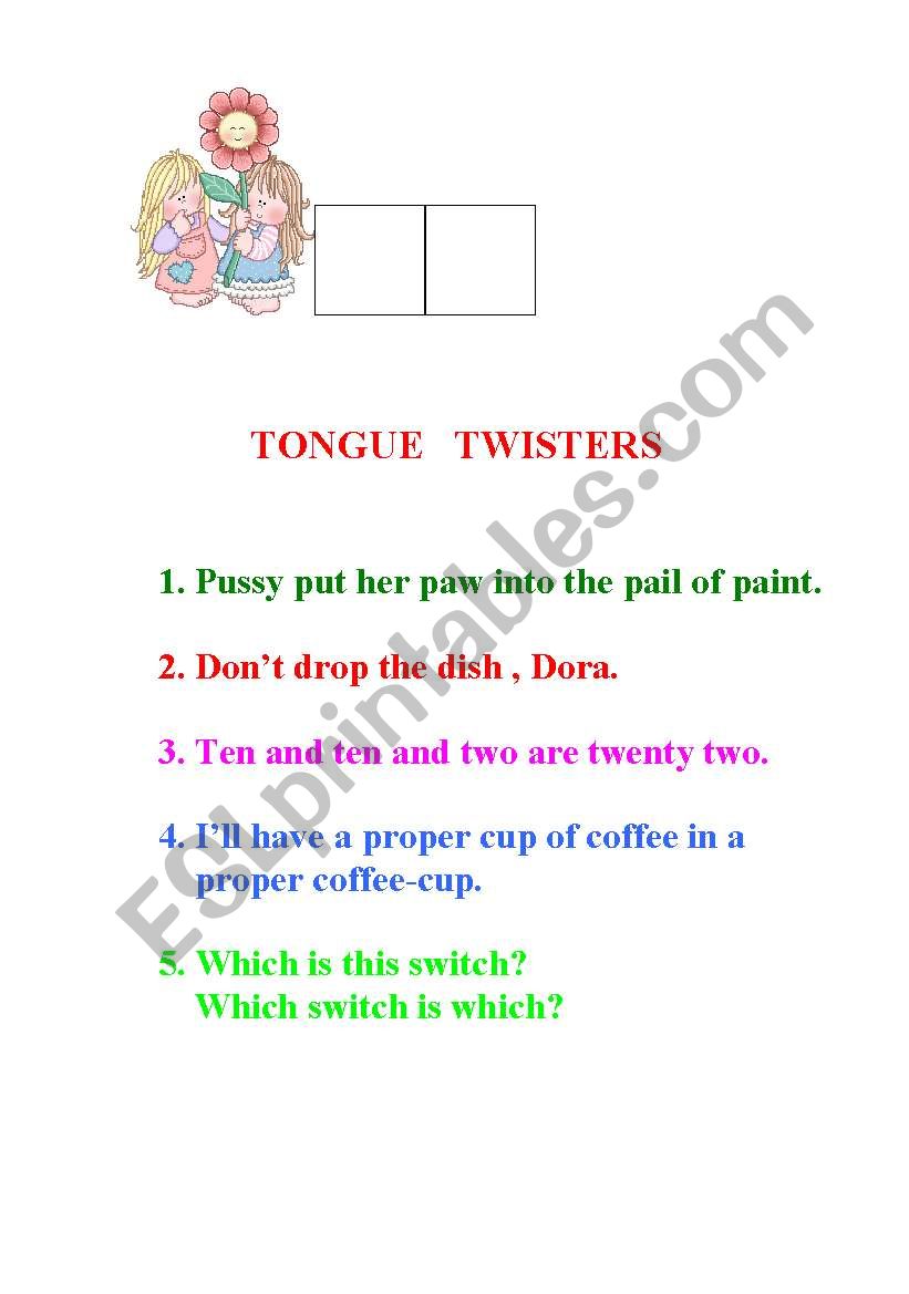 tongue twisters worksheet