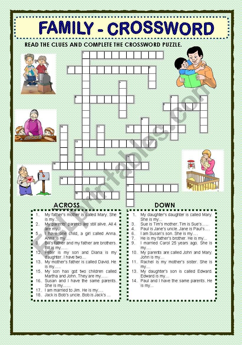 FAMILY  - CROSSWORD worksheet