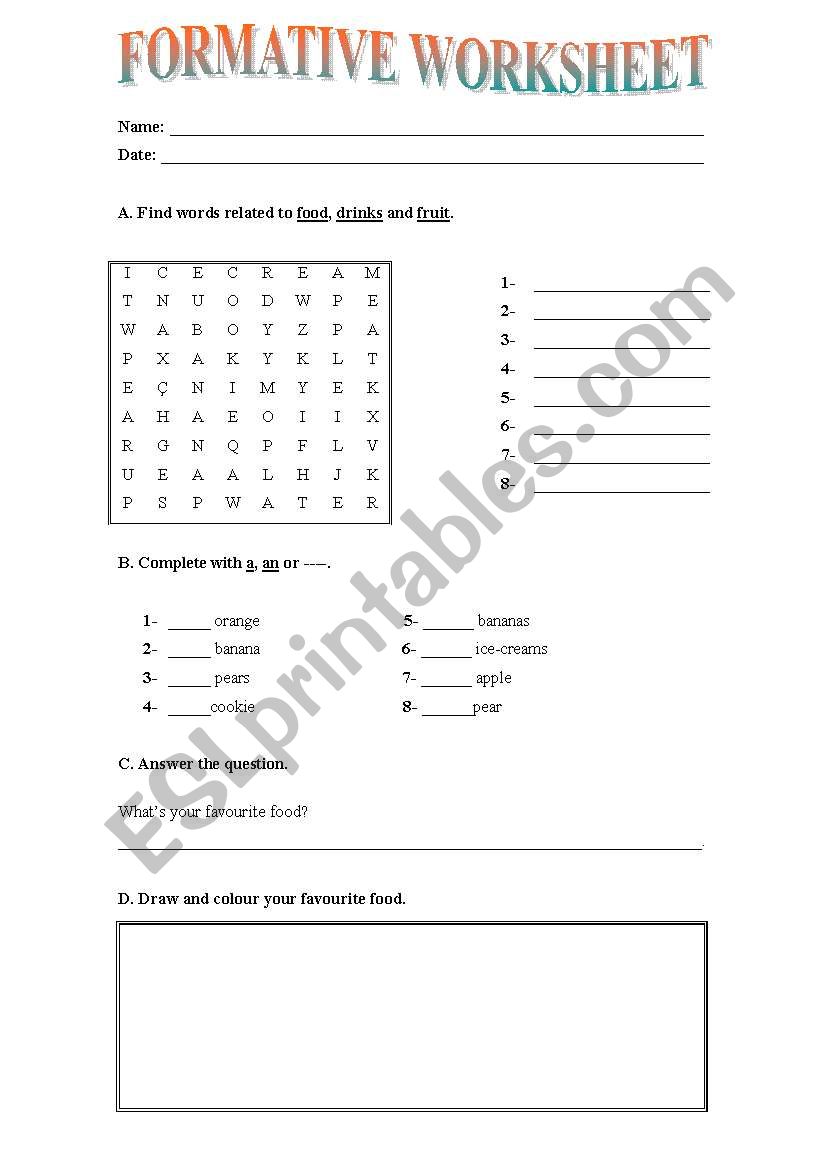 Food worksheet