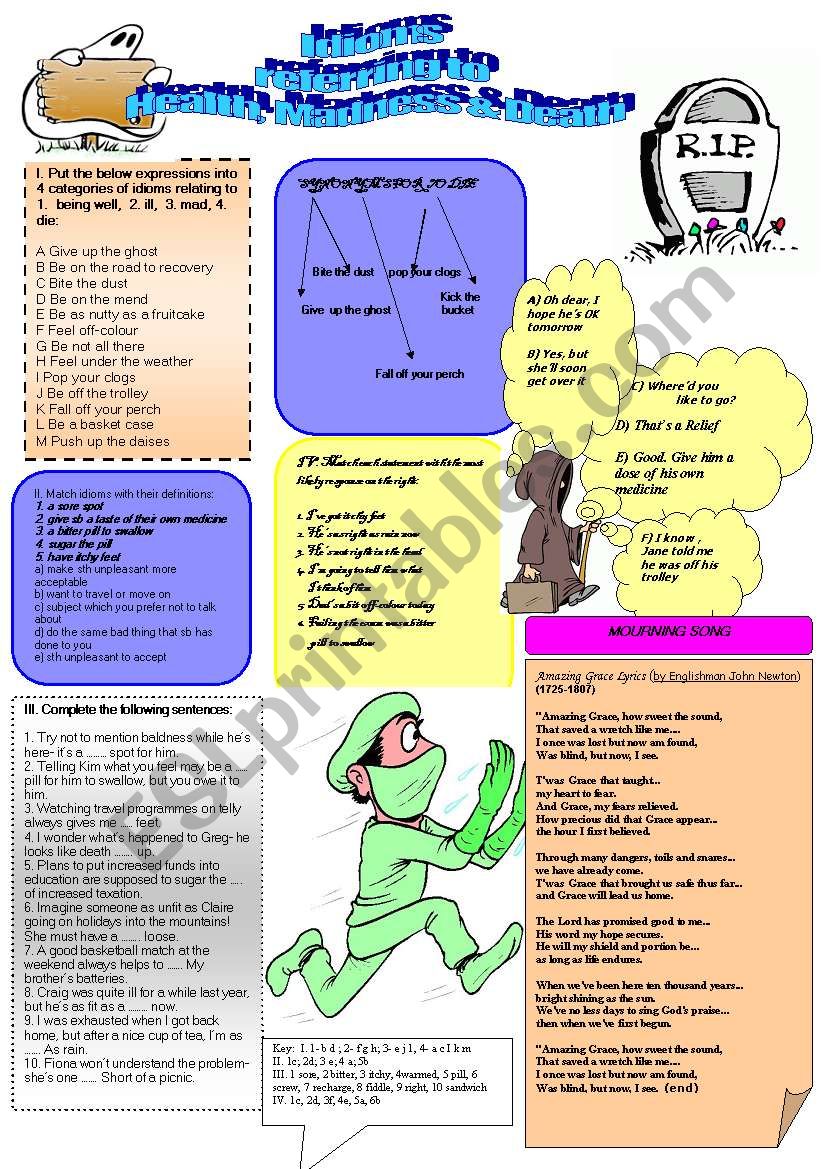 Idioms Referring to health, madness and death