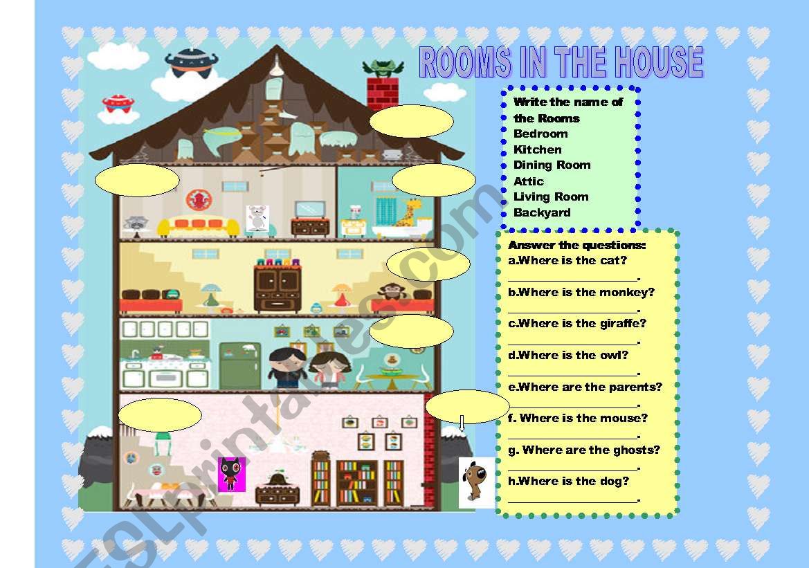Rooms in the house  worksheet